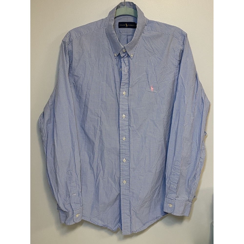 Polo Ralph Lauren Shirt Mens XL Blue Oxford Pink Pony Casual Preppy Graduation